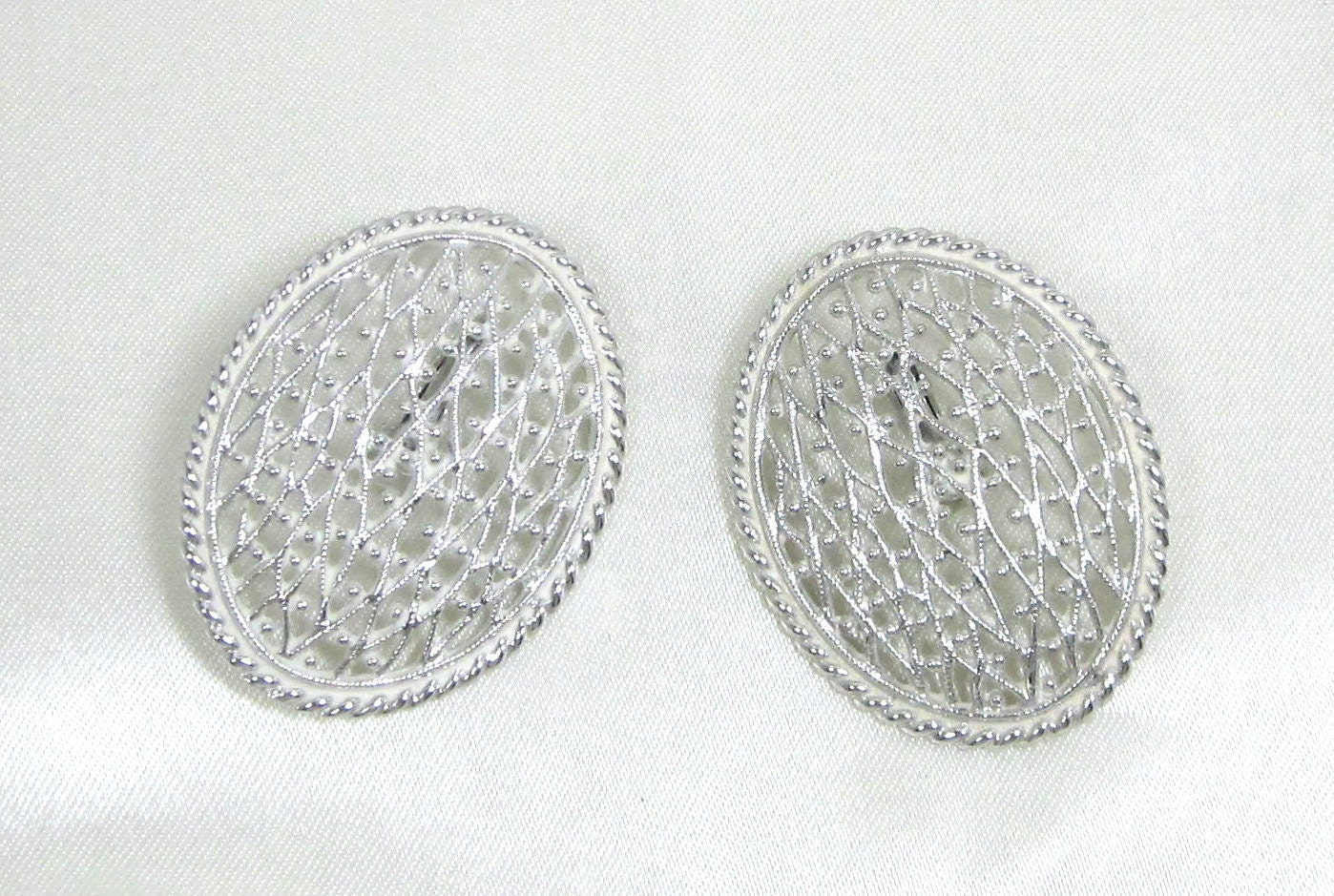 Vintage Earrings by SARAH COVENTRY-Huge Silver Filigree, Lever Back, Mint