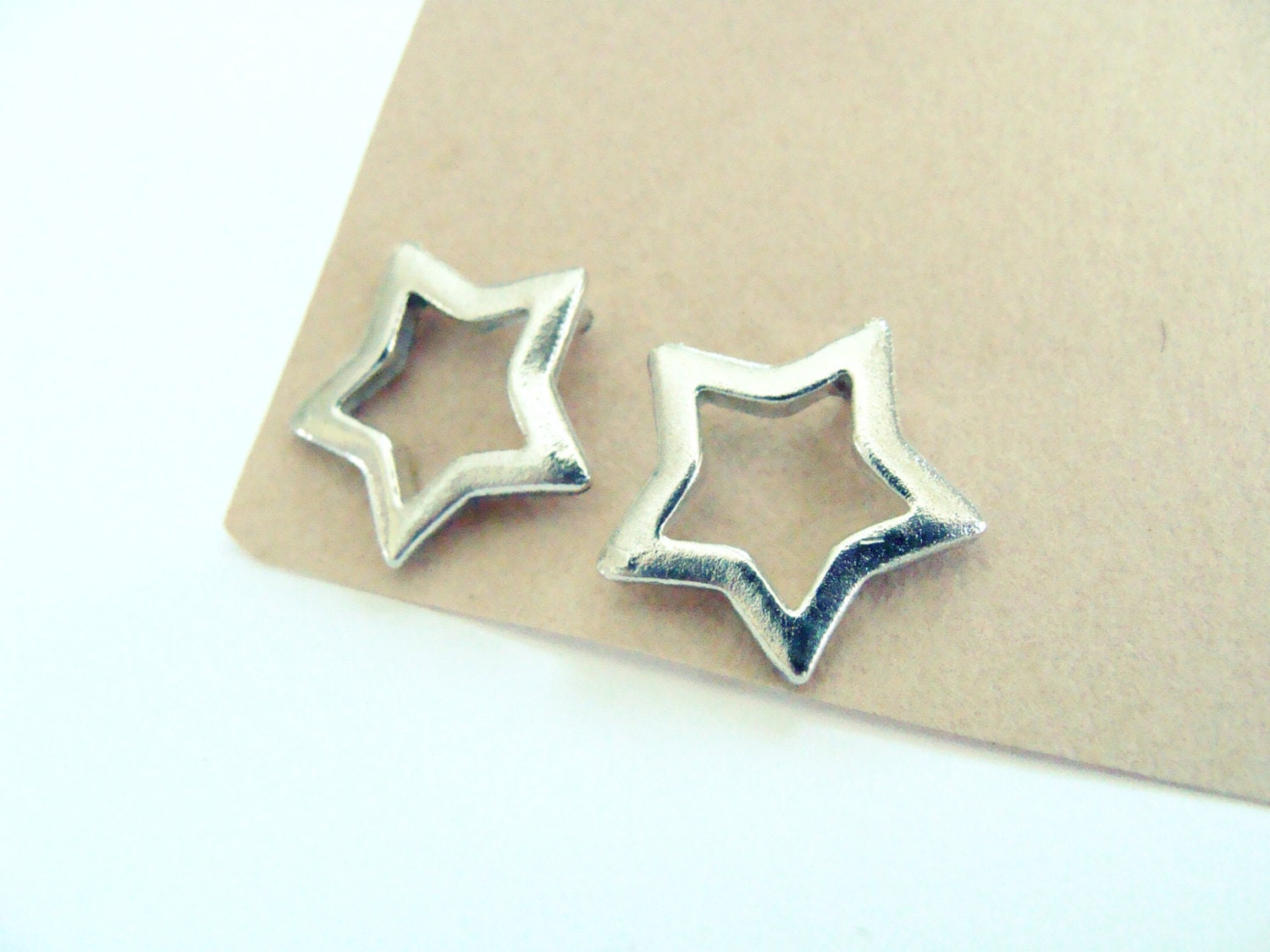Tattoo star silver stud-Sterling silver chunky earrings
