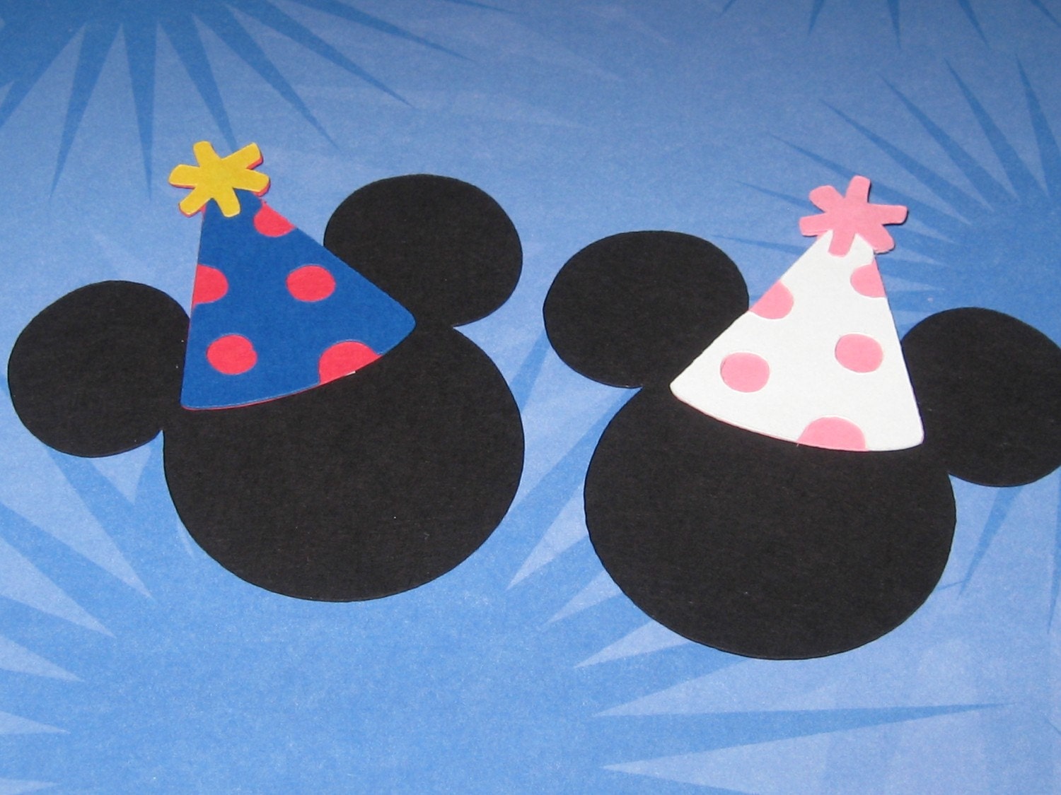 Disney Mickey Mouse and Minnie Mouse with Party Hats Die Cuts - Set of 10