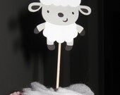 Country Farm / Barnyard Cupcake Toppers - Sheep / Lamb - Set of 4
