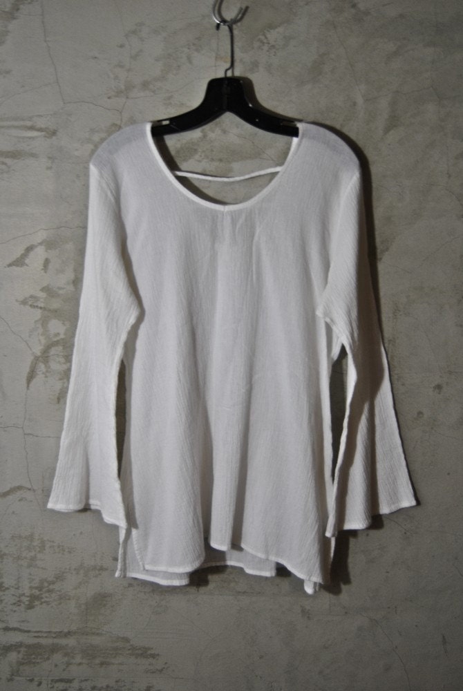 white bell sleeve tunic