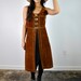 vintage vest, 1970's long brown bohemian renaissance suede vest coat, small