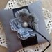 Wedding Ring Bearer Pillow - Gray Peony on Gray Tafetta and Black