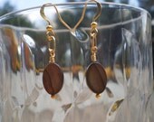 Beaded Brown Shell bead earrings with gold ear wires