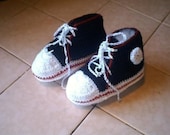 Hand Crocheted Converse Look Tennis Shoe Style Booties for Boys or Girls Baby Gift