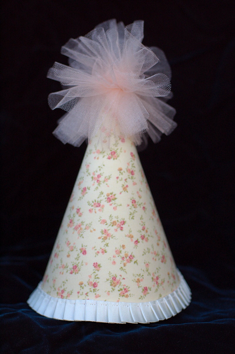 Peaches and Cream Shabby Chic Fabric Party Hat Il_170x135
