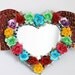 Winged Heart tin metal mirror / Mexican folk art / bright colorful mixed media / rainbow silver / wedding gift