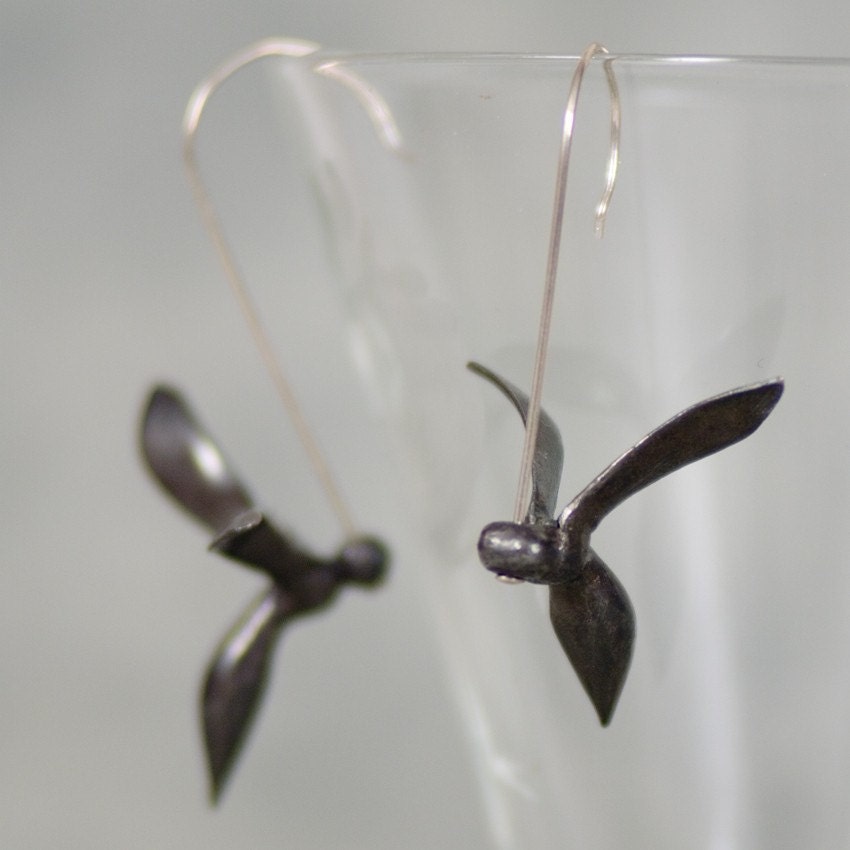 Winsome Wasp Earrings in Eco-Friendly Fine Silver - redsquirreldesign
