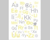 Yellow and Grey Alphabet and Baby Elephant 16x20 by YassisPlace