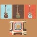 Guitar Art, Kids Wall Art Designed to Coordinate with Domain Bedding from the Sweet Potato Collection, 3 pc set 8X10 by Yassisplace.etsy.com