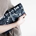 SUMMER SALE Tribal Pattern Leather Suede Navy Blue with White No. LP-101