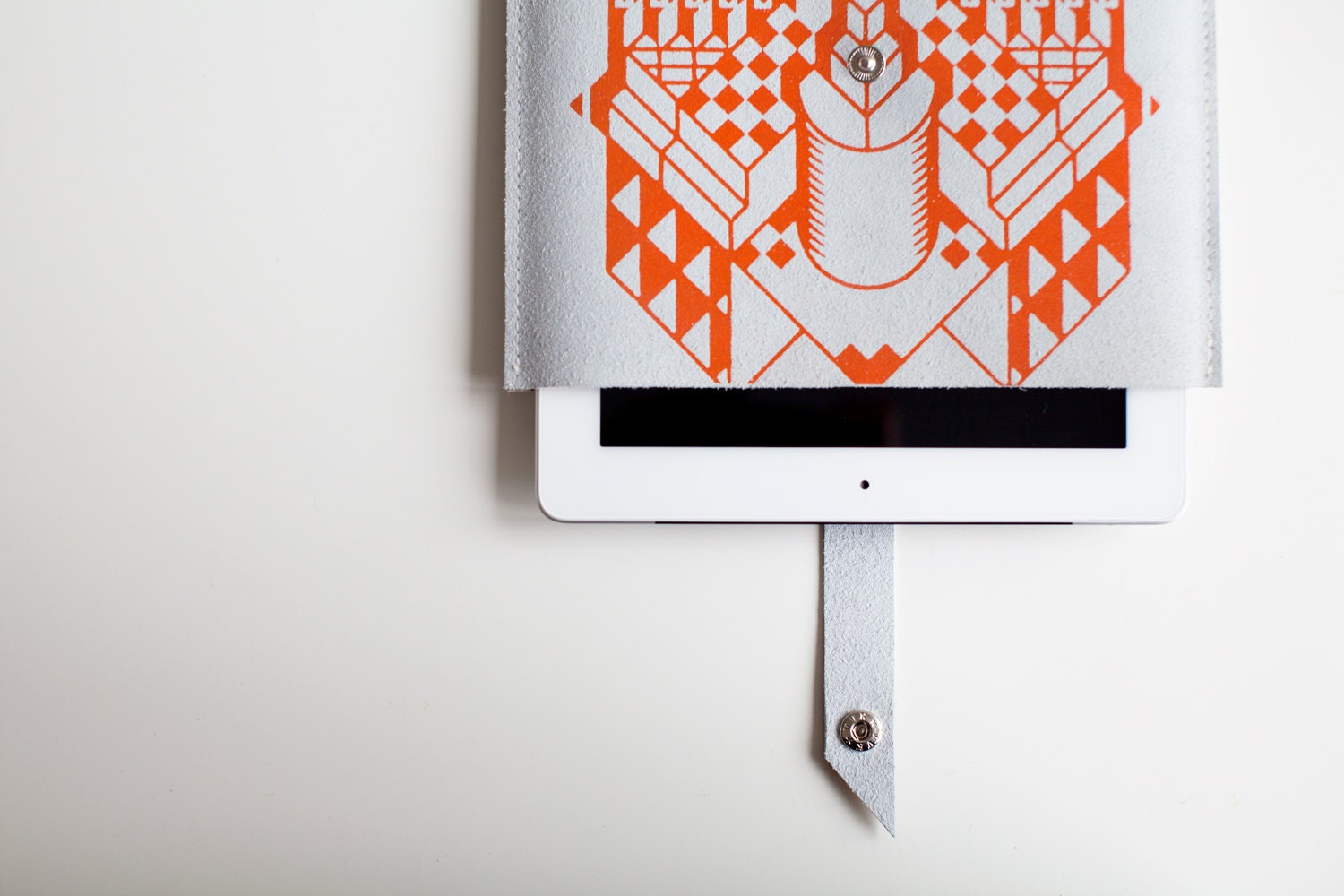 iPad CASE Geometrical Illusion Leather Suede Tangerine No. IC-301