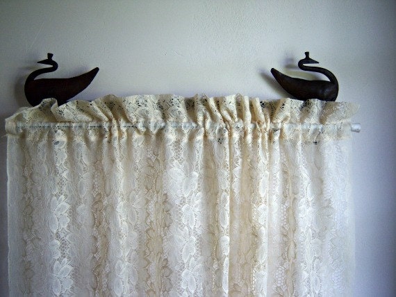 Vintage Cream Lace Curtain  Panel (1)