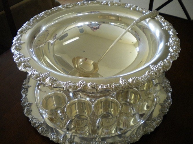 15 pc Sheridan Silver punch bowl set by mysterydollhouse on Etsy