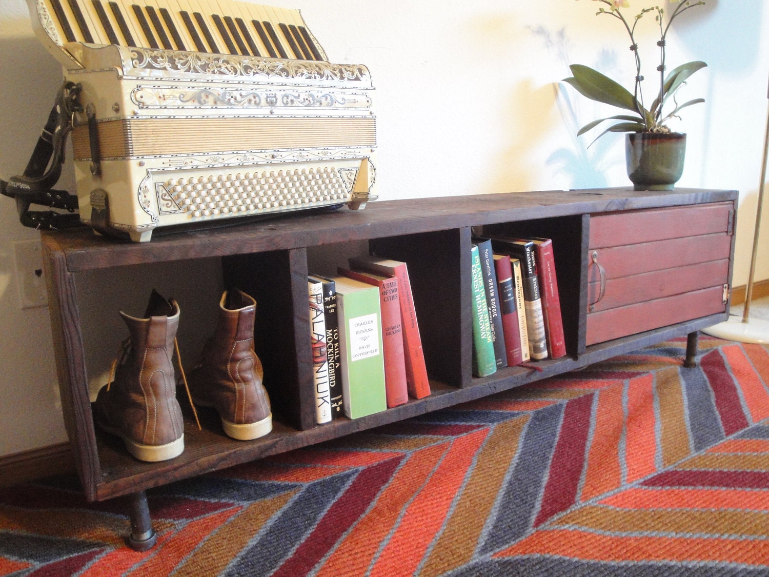 WHITNEY Modern Handmade Reclaimed Wood Bookcase Television Stand Storage Unit