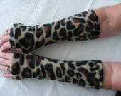 Animal Print Fleece Arm Warmers Fingerless Gloves, Texting Gloves, Driving Gloves, Hand Warmers, Mitts, Arm Gloves, Gloves, Arm Sleeves