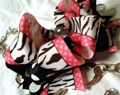 Girls Boutique Hair Bow - Wild Thing - Hot Pink, Black, Zebra, Rock Star