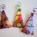 Red Tree Trio Glass Ornaments - Wire Wrapped