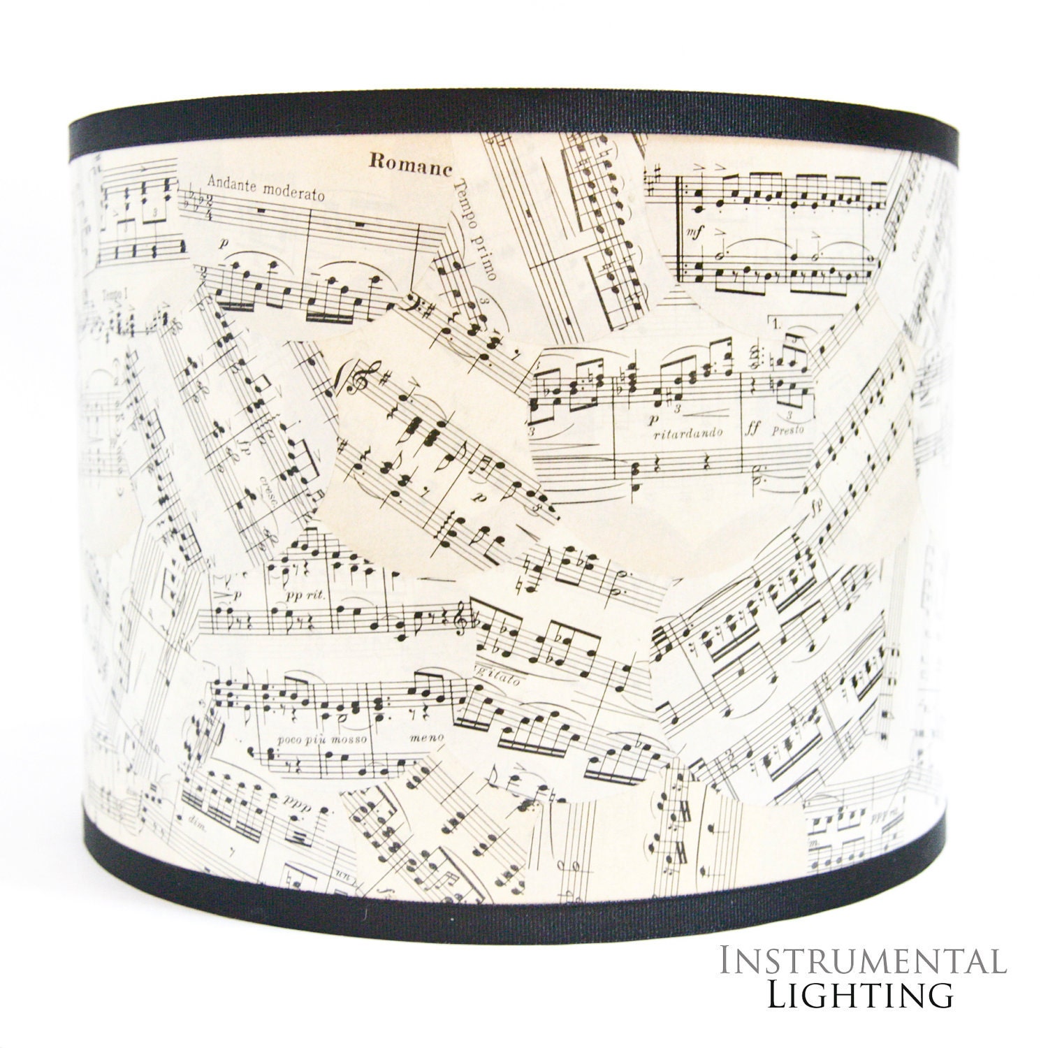 Sheet Music Drum Lamp Shade