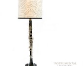Clarinet Lamp & Sheet Music Lamp Shade - square grooved wood base