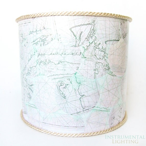 Items similar to Long Island Nautical Map Drum Lamp Shade on Etsy