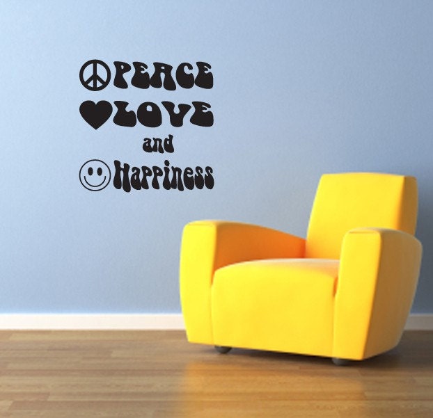 Wall Decal - Peace, Love and Happiness