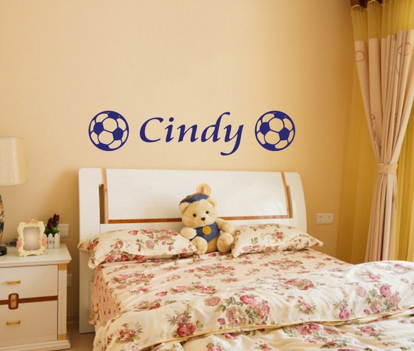 Wall Decal Soccer Balls with Personalized Name