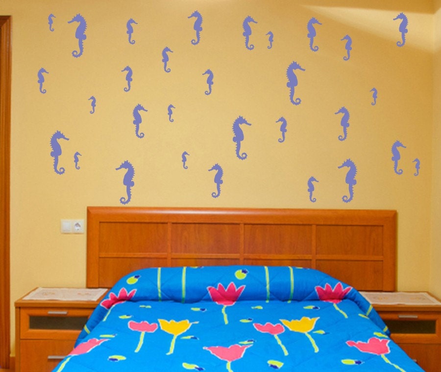 Wall Vinyl Decals Seahorses- Set of 41- Wall Art