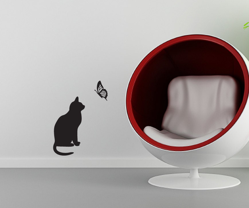 Wall Decal - I Spy a Butterfly - Cat and Butterfly