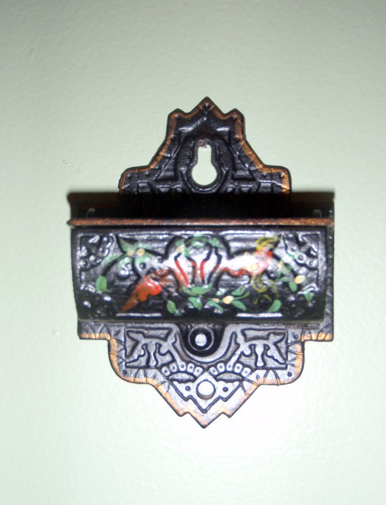 Cast iron matchbox wall hanging key box collectible