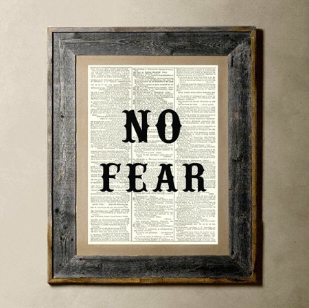 No Fear - Printed on a Vintage Dictionary Page 8X10