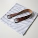 Black Friday -10% Sale Grey Stripe Furoshiki & Brown Leather Carry Strap for Bag Set