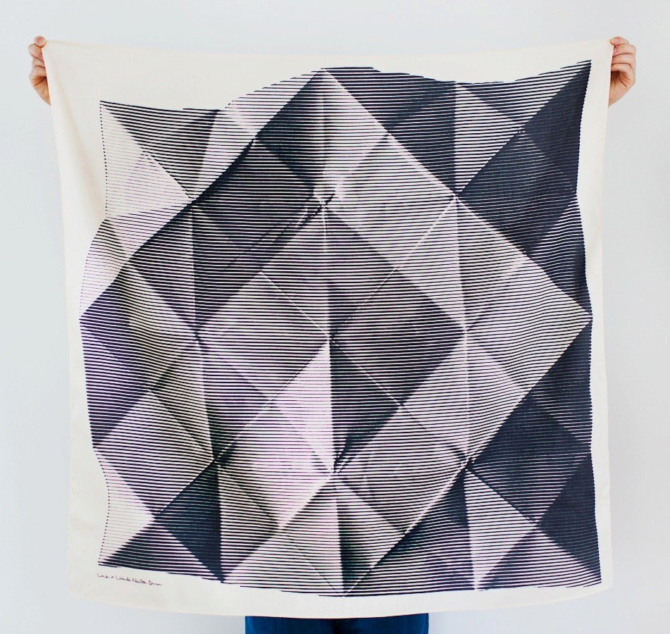 Folded Paper Furoshiki Black. "Furoshiki" Japanese multi wrapping cloth and scarf.