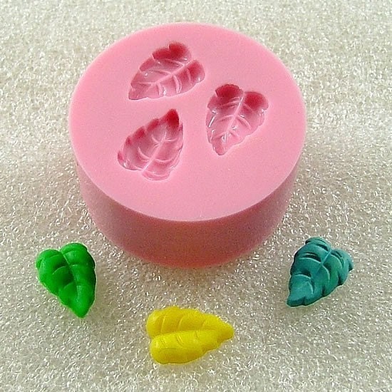 Small Leaf X 3 Flexible Mold/Mould (10mm) for Crafts, Jewelry, Scrapbooking (resin, paper,  pmc, polymer clay) (129)