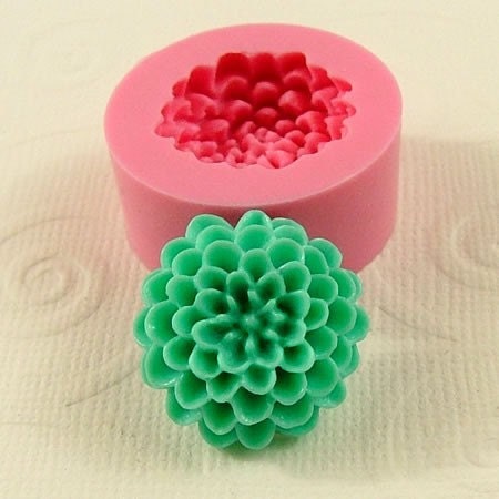 Chrysanthemum Pom Pom Cabochon Flexible Silicone Mold/Mould (20mm) for Crafts, Jewelry, Scrapbooking, (resin,  pmc, polymer clay) (210)