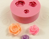 Flower Cabochon Mold Roses  Asst. Sizes Flexible Silicone  Mold Mould  resin  pmc  polymer clay molds (183)