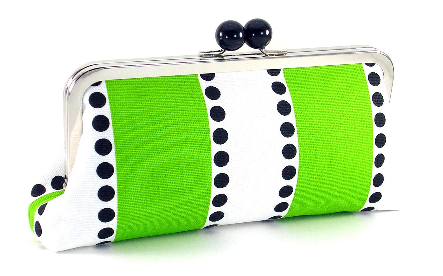 Black White and Green Clutch Handbag - Lime Bars - by Bagboy
