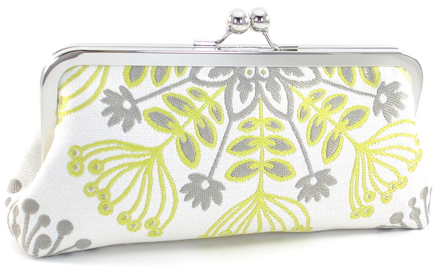 Yellow and Grey Floral Clutch Handbag by Bagboy