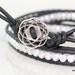 Wrap Bracelet - Black Leather - White  Pearls - Chan Luu  - Button Closure