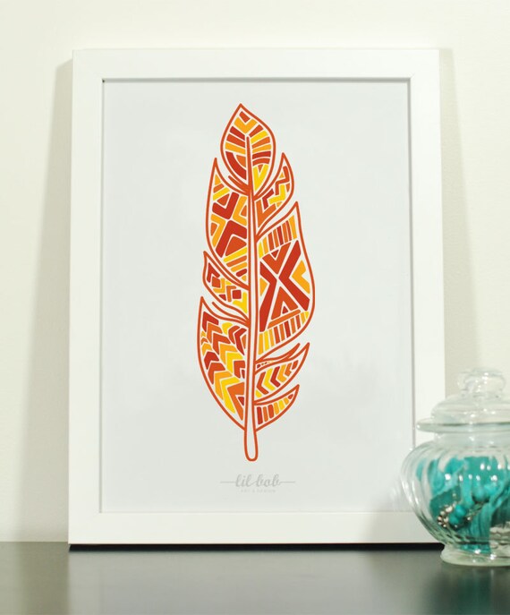 Tribal Feather Illustration Print