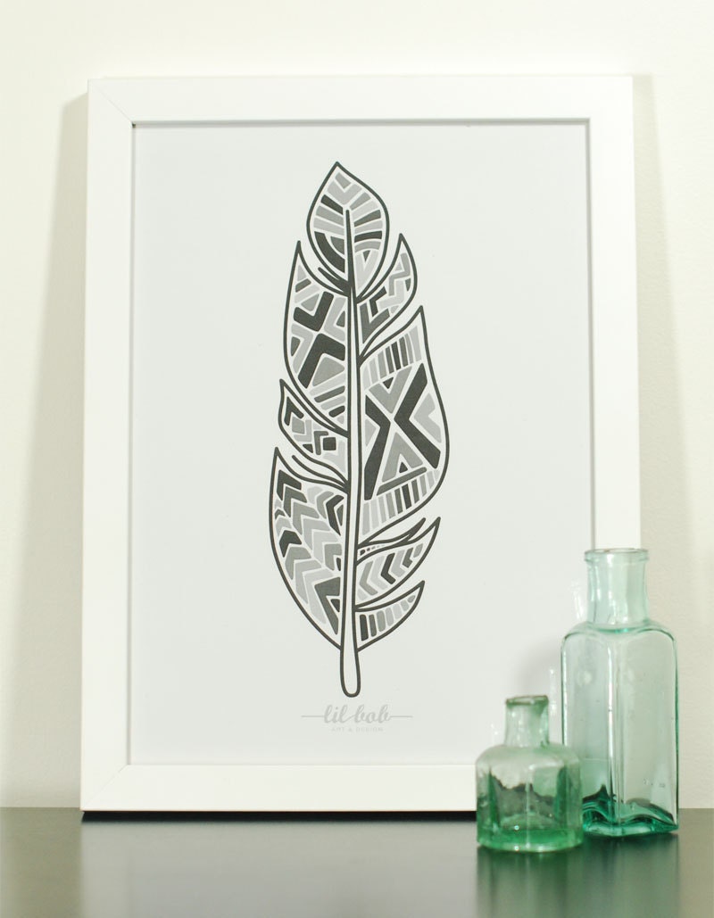 Tribal Feather Illustration Print