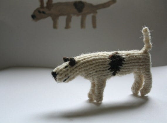 Little hand knitted patch dog