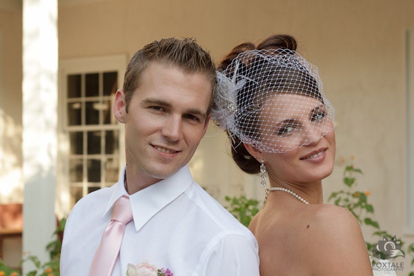 Medium (14") Bandeau Birdcage Veil : V001 made to order, white, ivory, black