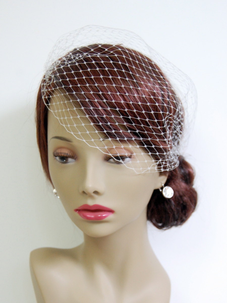 Small (12") Bandeau Birdcage Veil : V002 made to order, white, ivory, or black