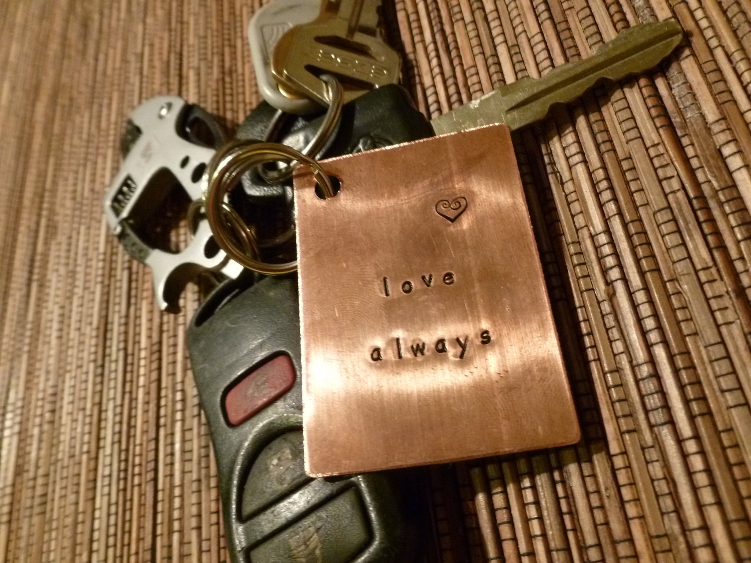 Love Always Keychain - Hand Stamped Copper - Metal Art