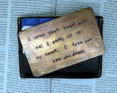 Hand Stamped Textured and Antiqued Copper Wallet Insert - Personalized - Custom