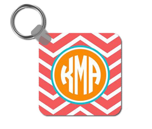 Personalized Keychain- Monogram- Preppy Chevron