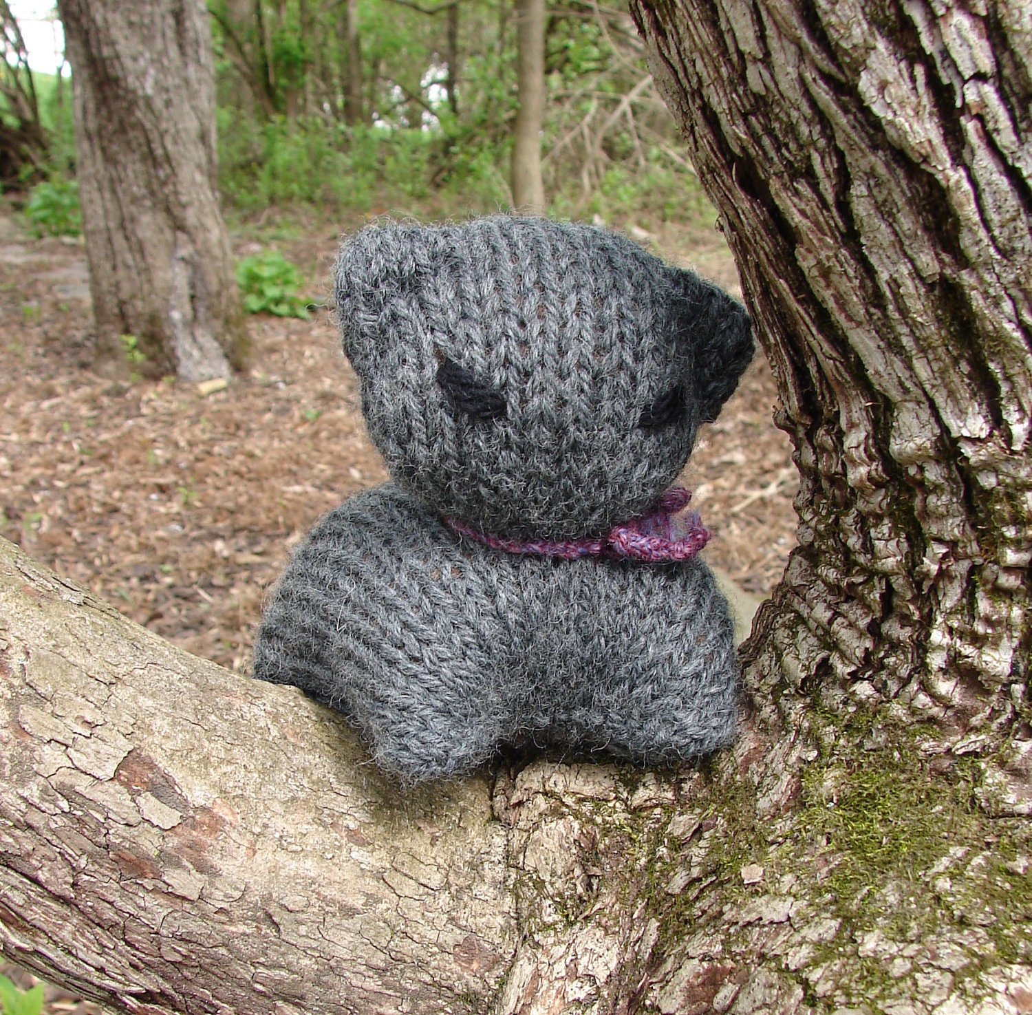 Natural Toy Kitten - charcoal color knit kitten wool - soft eco-friendly toy for baby or toddler