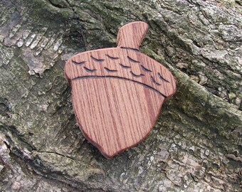 Wooden Acorn - Mahogany - natural wooden waldorf toy - fall decoration