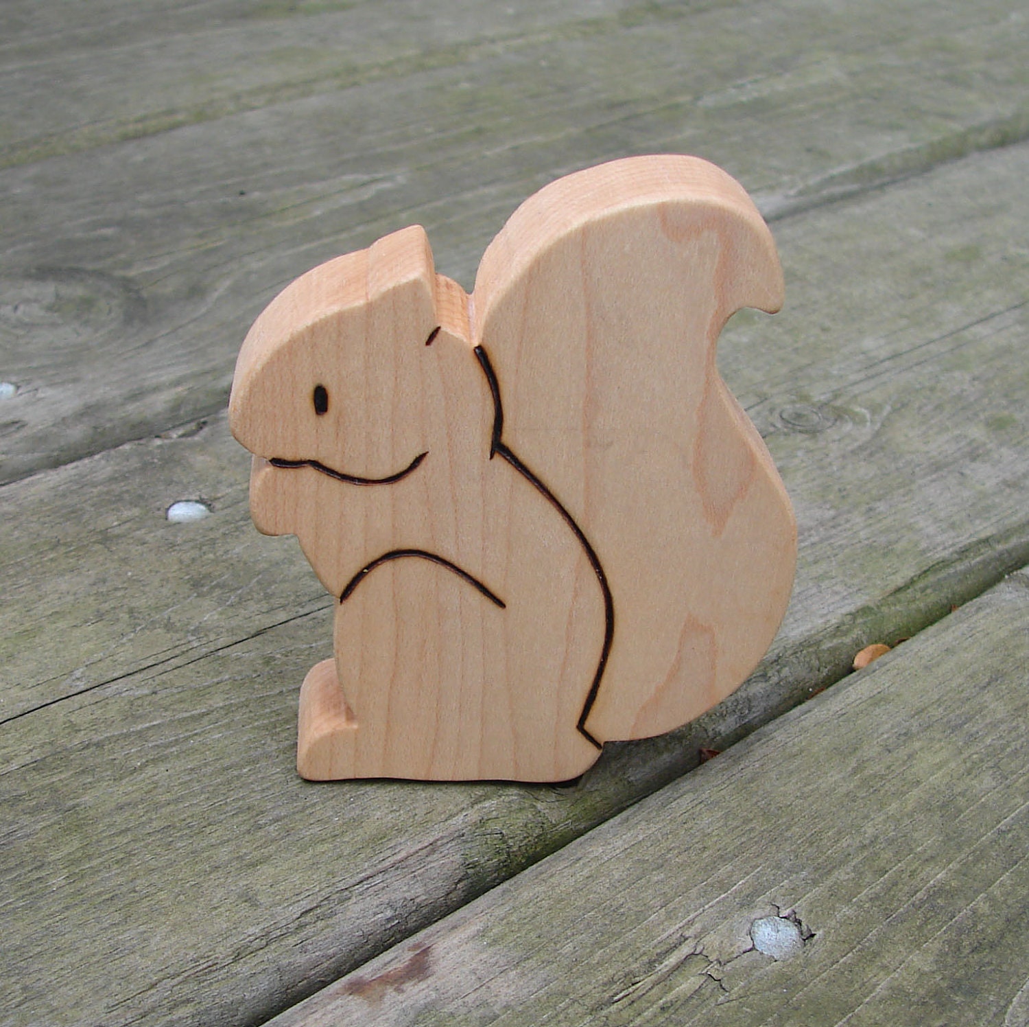 Baby Toy Squirrel, Maple - all natural wooden teether for baby, or toddler toy
